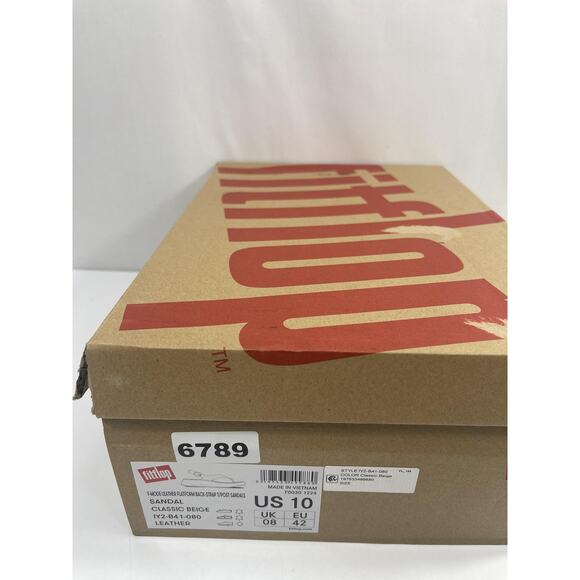 FitFlop F-Mode Shoes Womens Size 10 Beige Leather Flatform Thong Sandals New Box - Picture 13 of 14